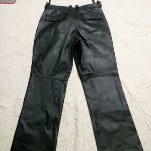 Genuine leather black pants